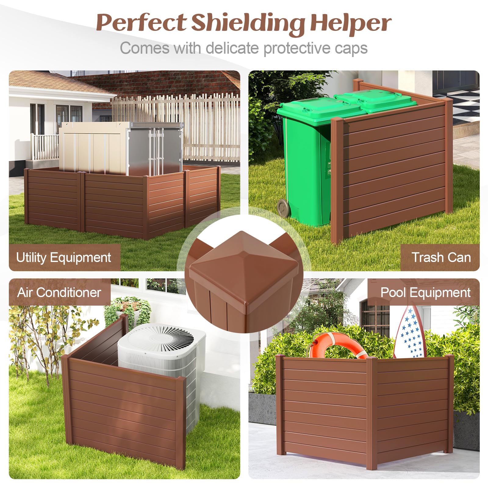 Giantex Air Conditioner Fence 2/4 Panels - 48''W x 36''H Outdoor Privacy Screen Trash Can Enclosure with 3 Stakes