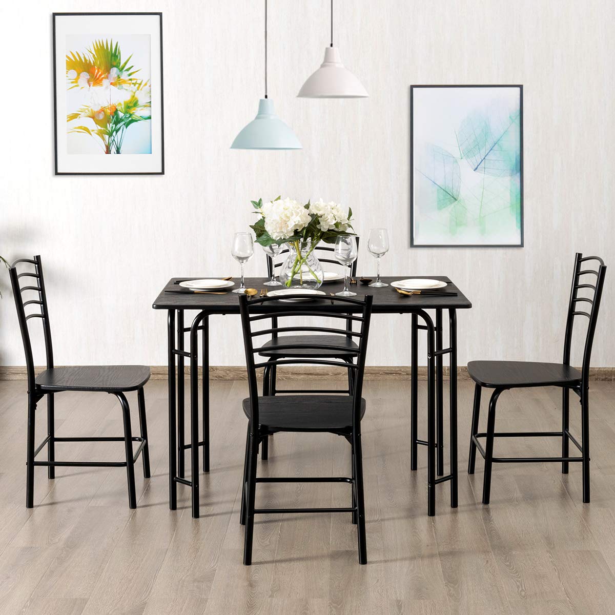 Giantex 5 PCS Dining Table Set 4 Person Modern Kitchen Table and 4 Chairs