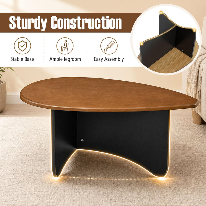 GIANTEX Oval Coffee Table | 35.5" Triangle Coffee table w/T-Shaped Base