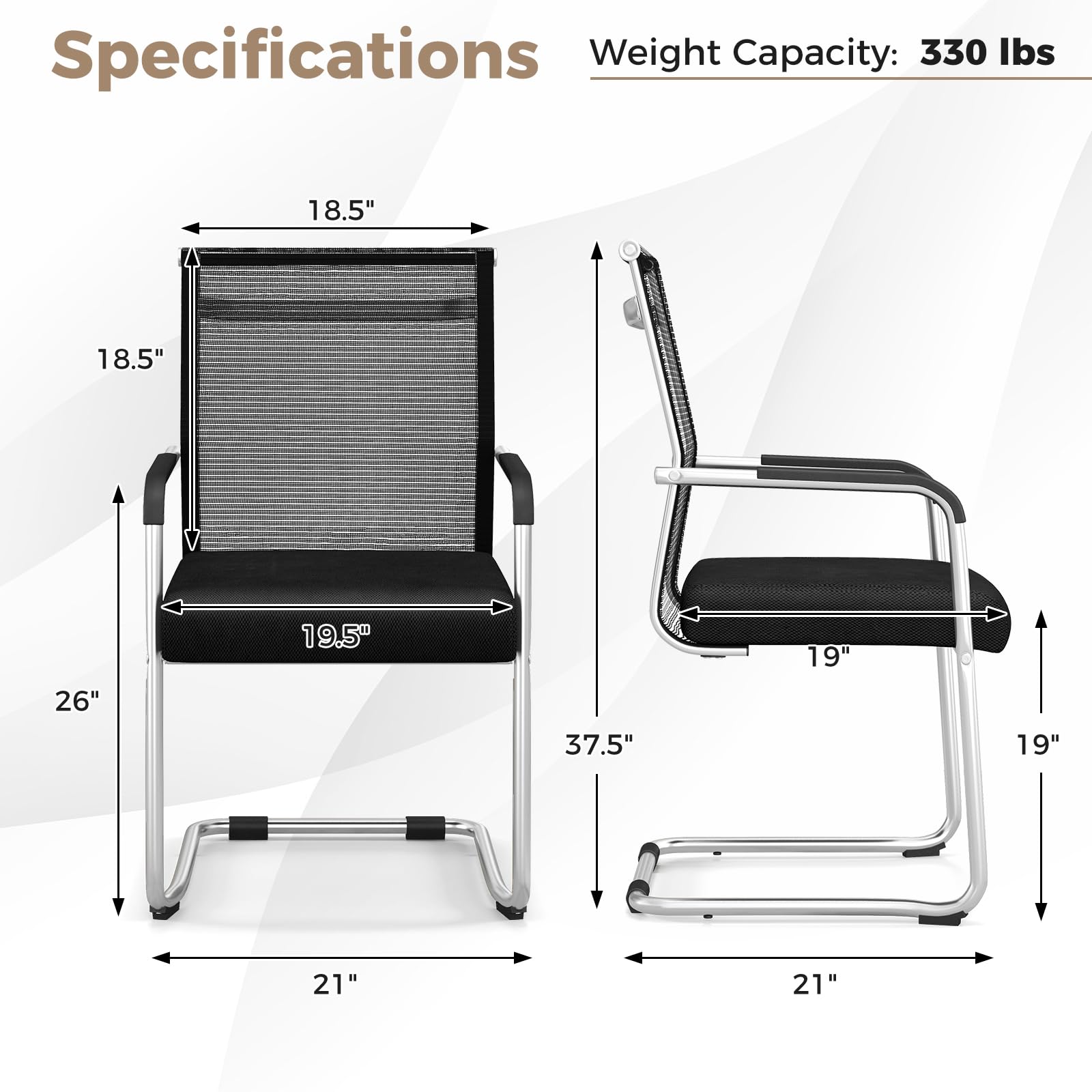 Giantex Waiting Room Chairs, Office Guest Chairs, Lobby Chairs with Metal Sled Base & Armrests