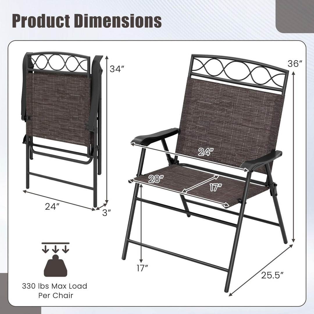 Giantex Set of 4 Patio Folding Chairs with Armrest and Metal Frame