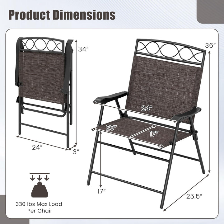 Giantex Set of 4 Patio Folding Chairs with Armrest and Metal Frame