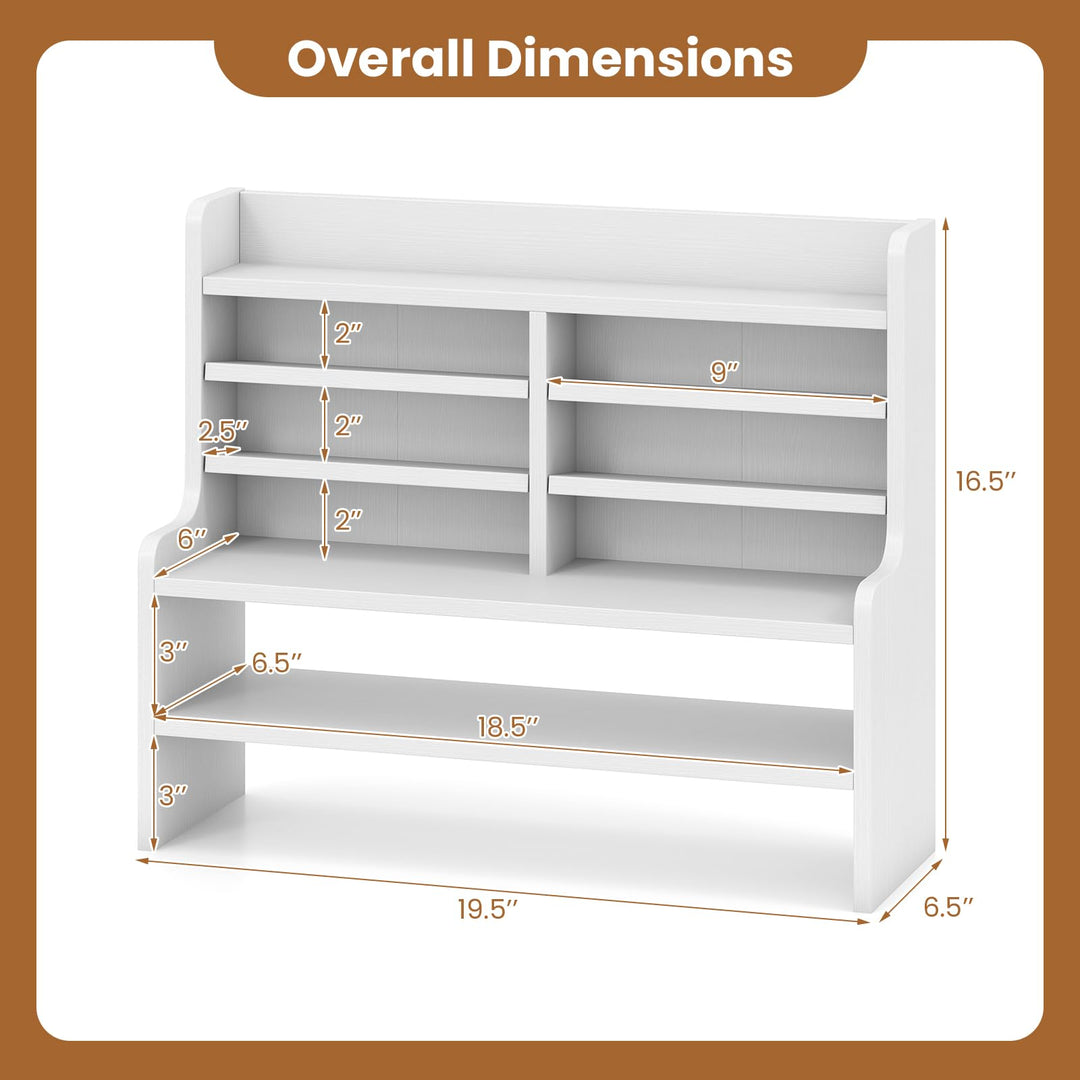 Giantex Desk Organizer | Wooden 6 Tier Storage Rack with 2 Removable Shelves