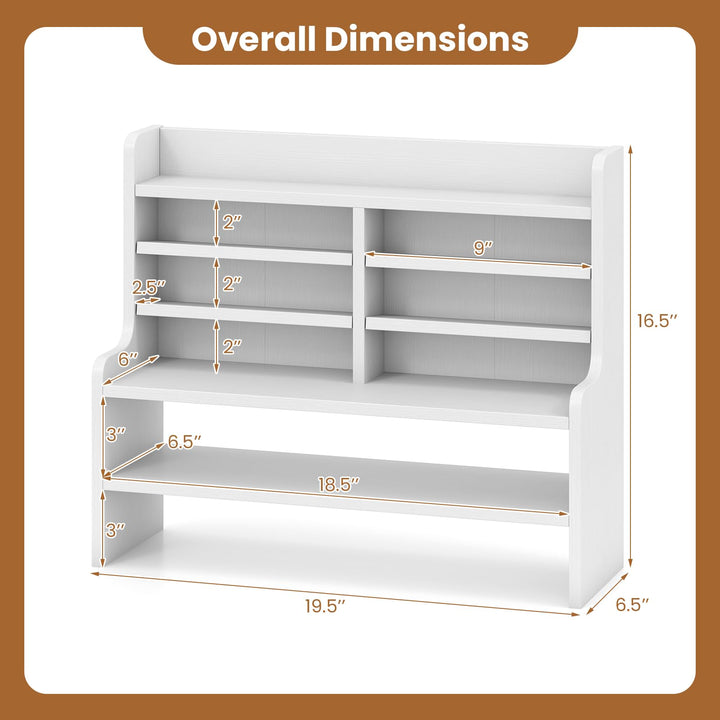 Giantex Desk Organizer | Wooden 6 Tier Storage Rack with 2 Removable Shelves