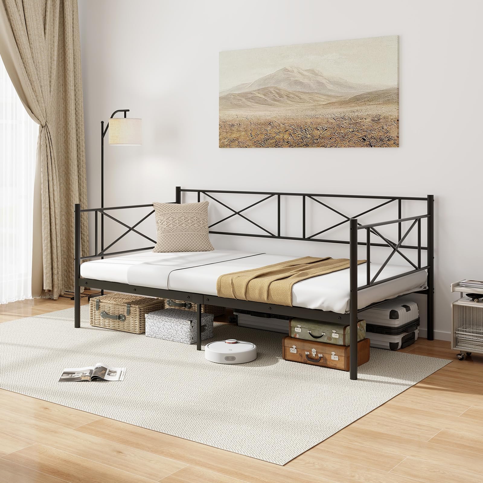 Giantex Twin Size Daybed Frame, Metal Sofa Bed w/Heavy Duty Steel Slats Support