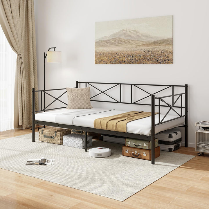 Giantex Twin Size Daybed Frame, Metal Sofa Bed w/Heavy Duty Steel Slats Support