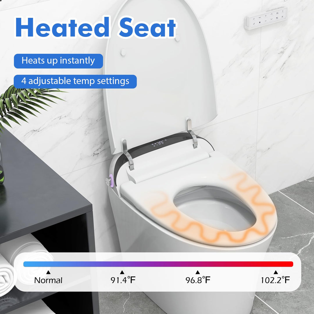 Giantex Smart Toilet, Bidet Toilet Seat Elongated with 1.28 GPF Dual Auto Flush
