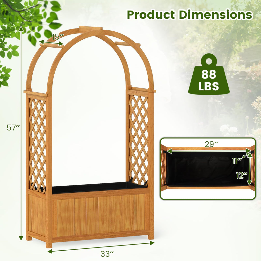 Giantex Raised Garden Bed with Arch Lattice Trellis, for Climbing Vine Flower Vegetable
