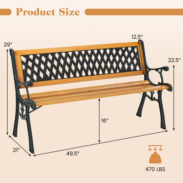 Giantex Outdoor Bench, 3-Person Garden Bench with Slatted Seat, Curved Armrests, 470 Lbs Capacity