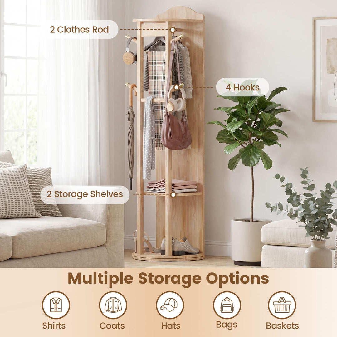 CHARMAID 66" x 19" Swivel Full Length Mirror with Coat Rack