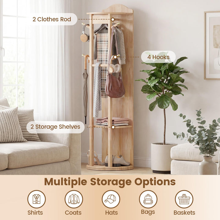 CHARMAID 66" x 19" Swivel Full Length Mirror with Coat Rack