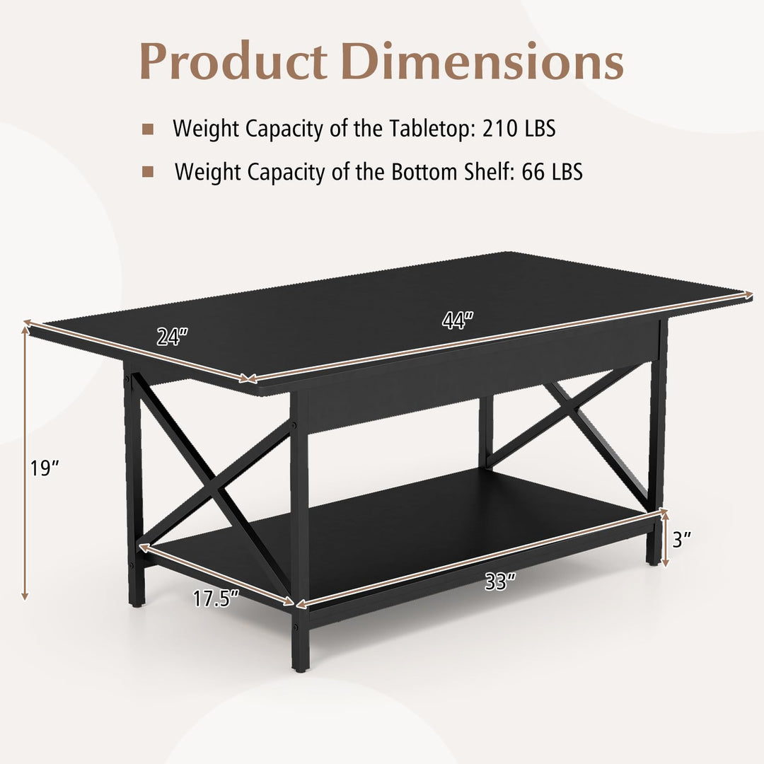 Giantex 2 Tier Coffee Table with Storage Shelf