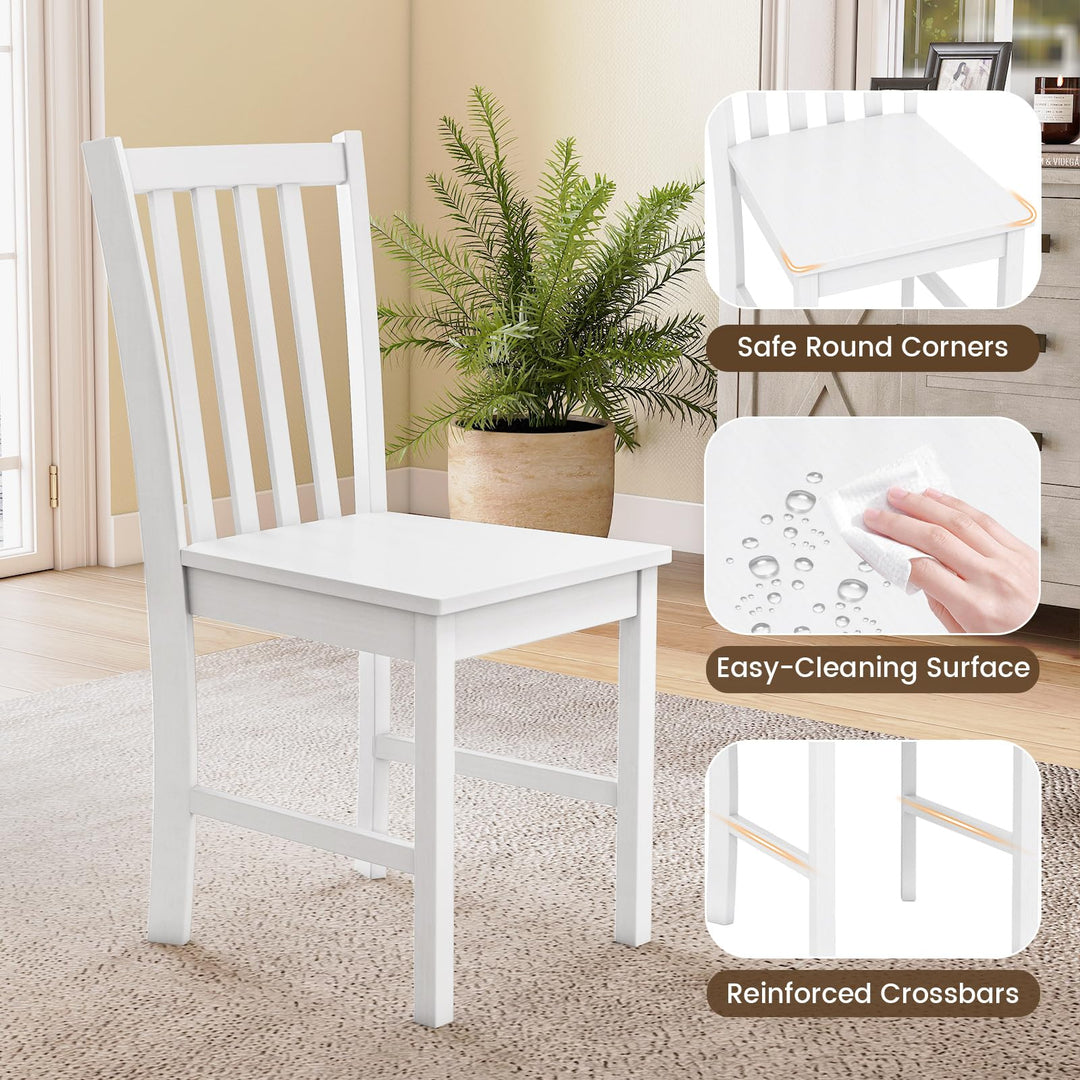 Giantex Wooden Dining Chairs Set of 2/4-100% Solid Rubber Wood Kitchen Chair with Curved Backrest