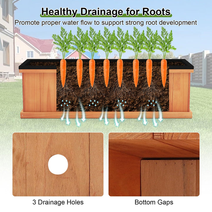 Giantex Outdoor Raised Garden Bed 28” x 10” x 10” Pine Wood Planter Box