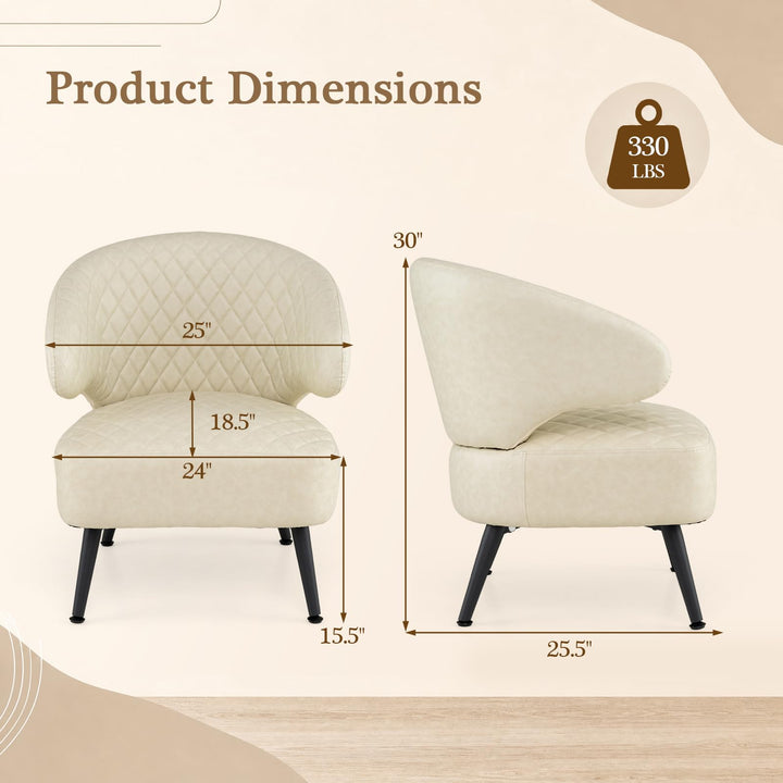 Giantex Mid Century Modern Accent Leather Upholstered Armchair with Robust Metal Legs (1/2)