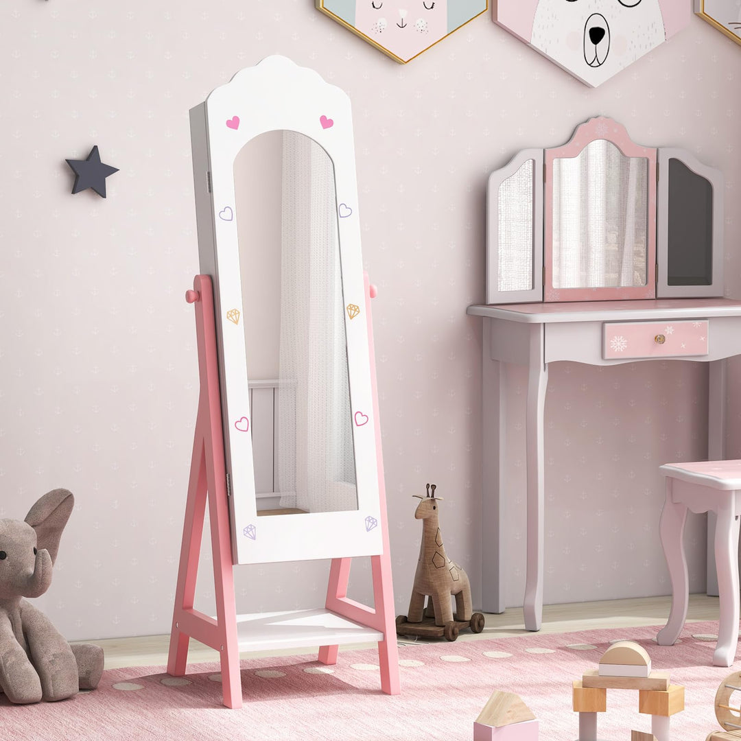 CHARMAID Kids Jewelry Organizer with Full Length Mirror