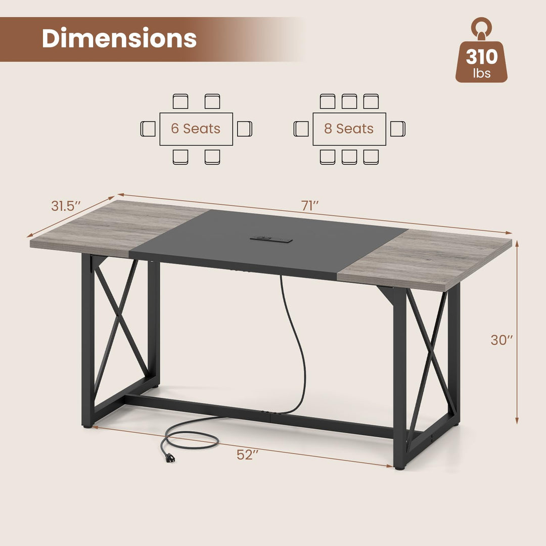 Giantex 6FT Large Rectangle Conference Table with Power Outlets (1/2)