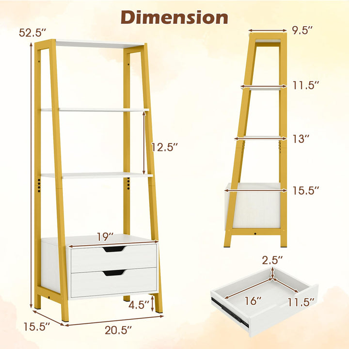 Giantex 4-Tier Bookshelf with 2 Drawers Set of 1/2