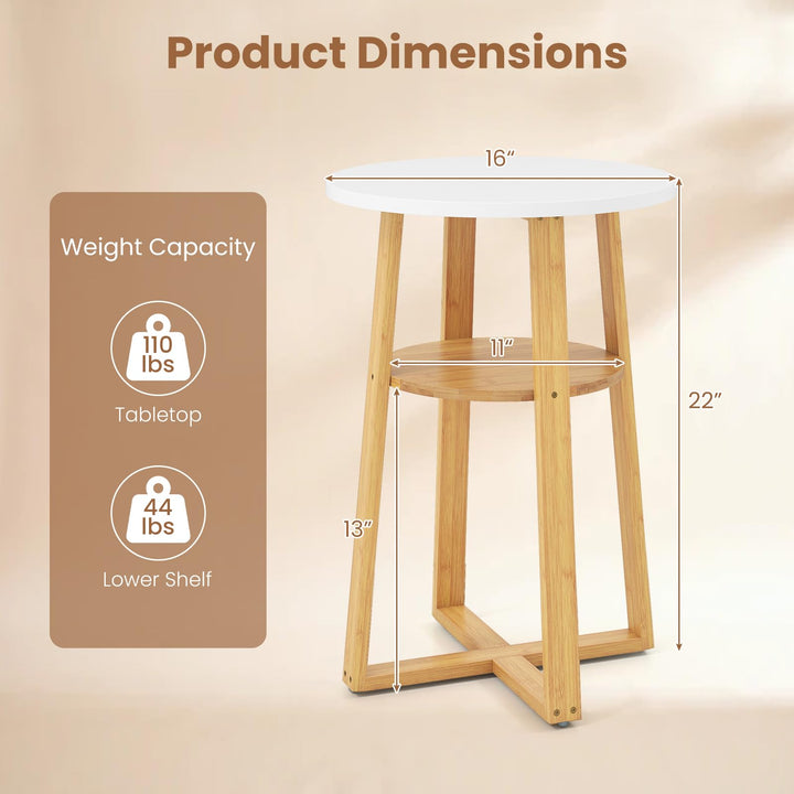 GIANTEX 2-Tier Small Round Side Tables Set of 2