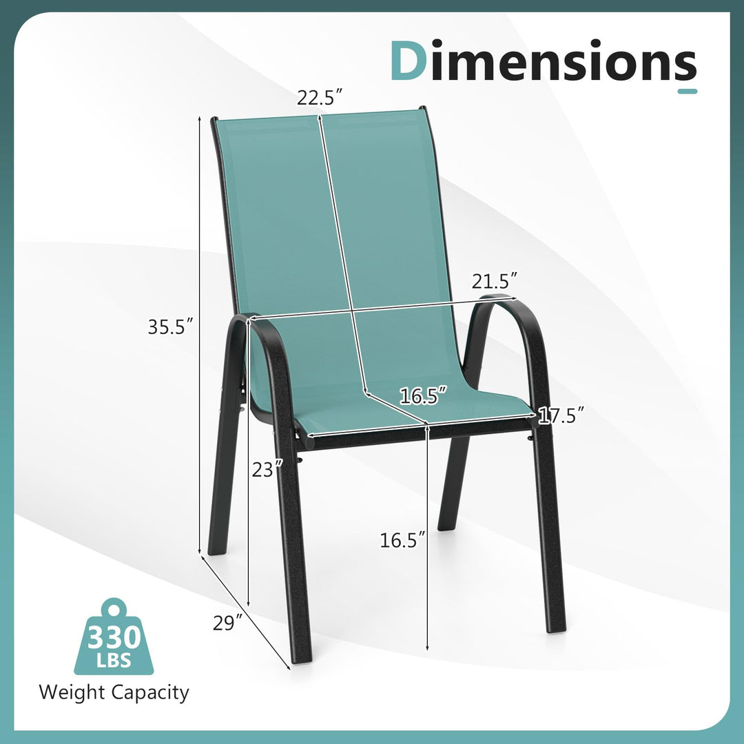 Giantex Stackable Outdoor Dining Chairs with Breathable &amp; Quick-Dry Fabric &amp; Armrests for All Weather