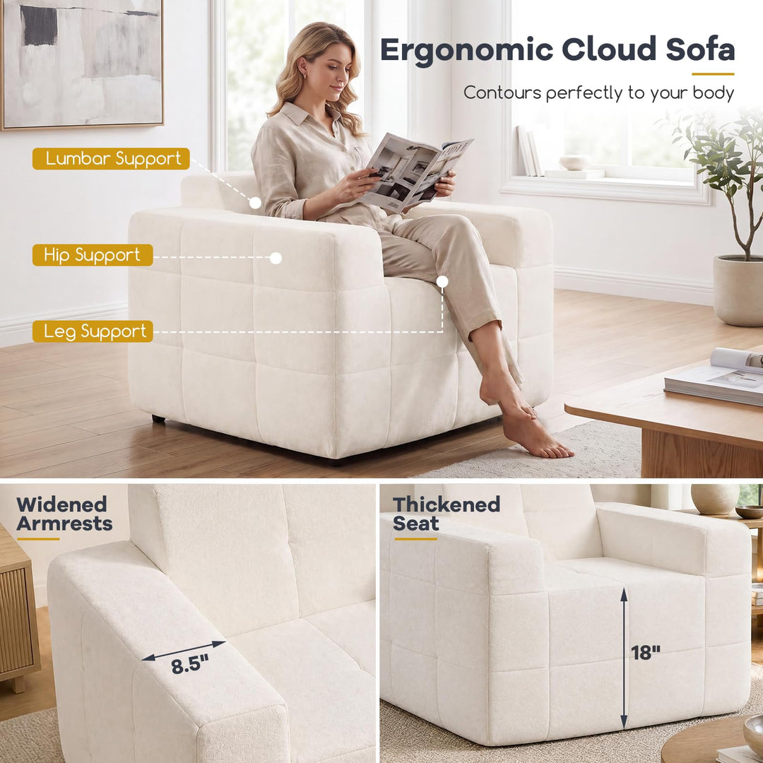 GIANTEX Boneless Single Sofa Chair with Terry Cloth Upholstery