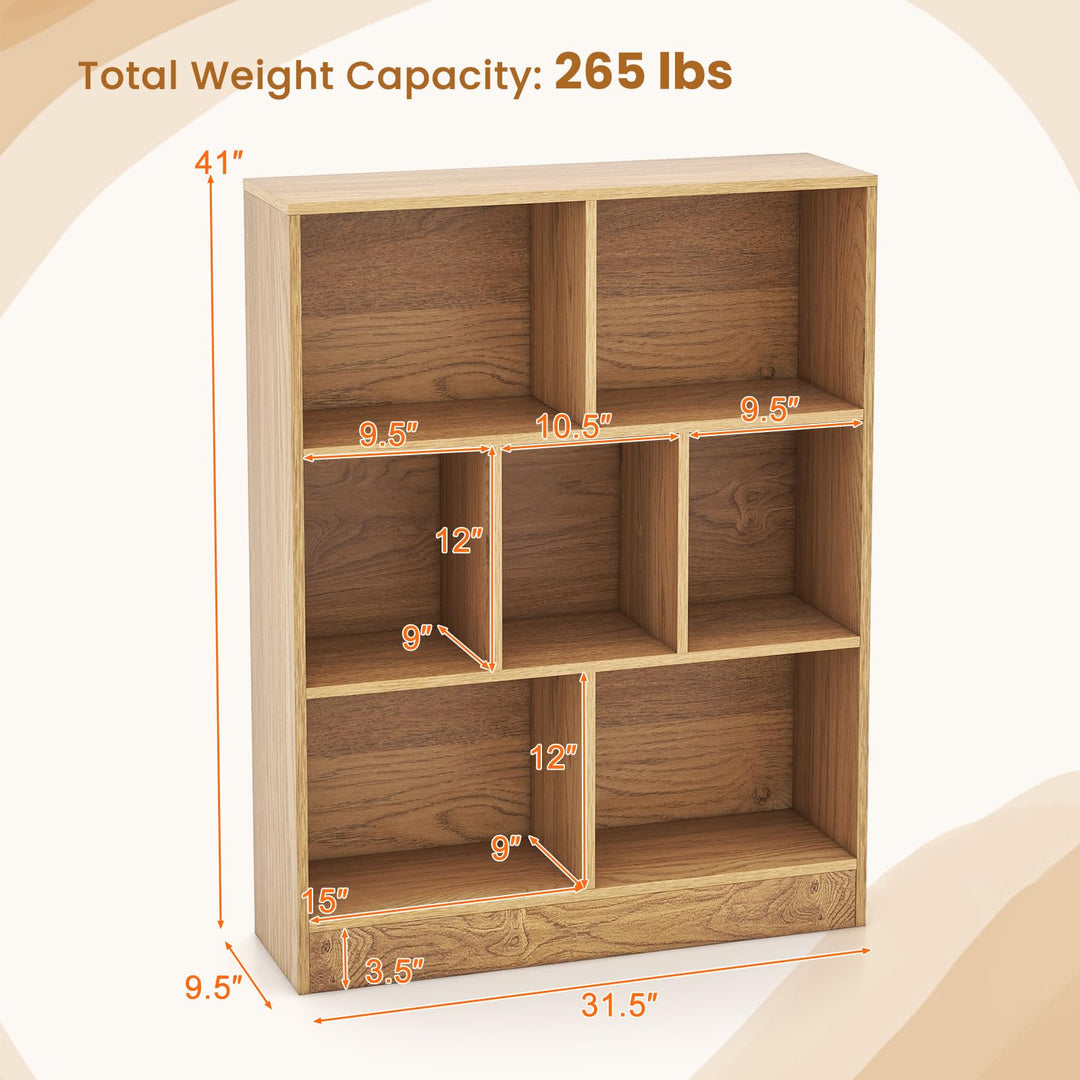 Giantex 7 Cube Bookcase 4-Tier Freestanding Bookshelf w/ 7 Open Compartments