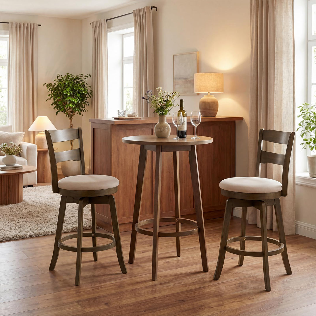 Giantex 25" Swivel Bar Stools Set of 2/4 with Fabric Upholstered Seat