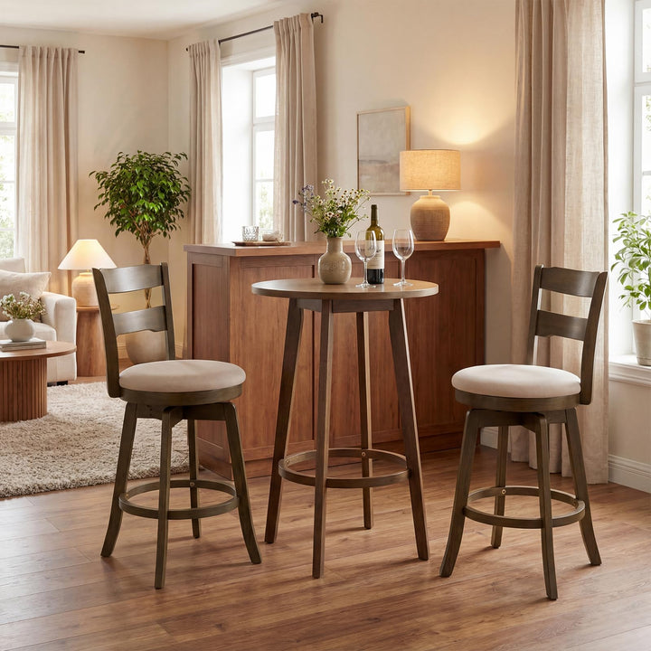 Giantex 25" Swivel Bar Stools Set of 2/4 with Fabric Upholstered Seat