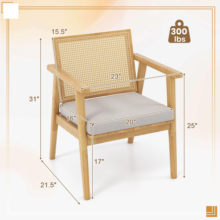 Giantex Modern Rattan Accent Chair Set of 2/4, Mid Century Accent Chairs w/Curved Backrest