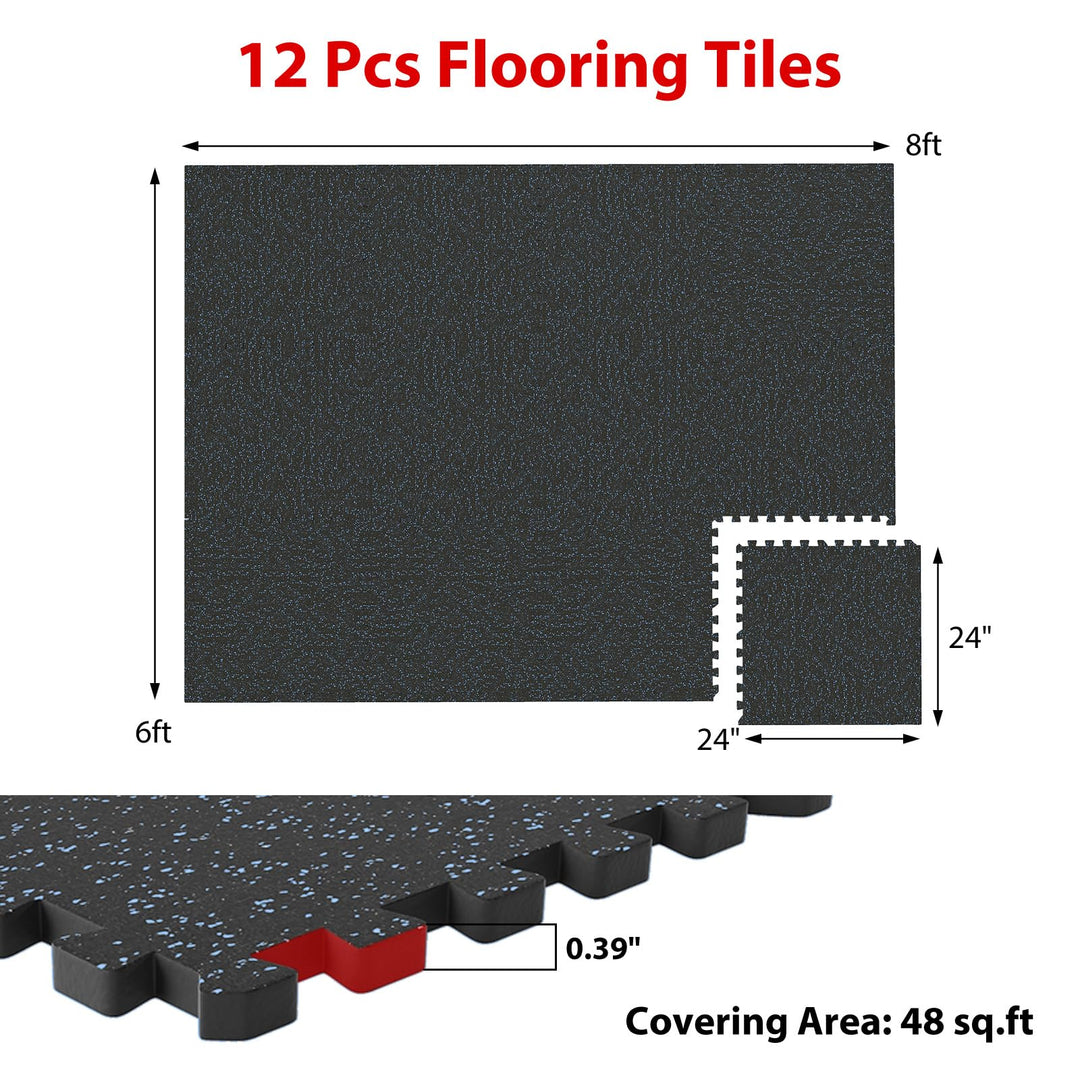 Giantex 0.39" Thick 24" x24" Interlocking Rubber Gym Floor Mats with Border Strips