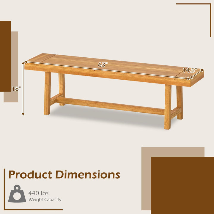 Giantex 63-Inches Dining Bench Teak Wood Outdoor Benches(1/2)