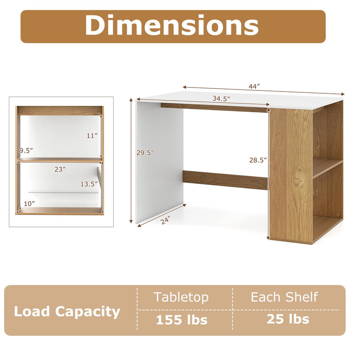 Giantex 44 Inch Wooden Computer Desk with Bookshelf for Small Space
