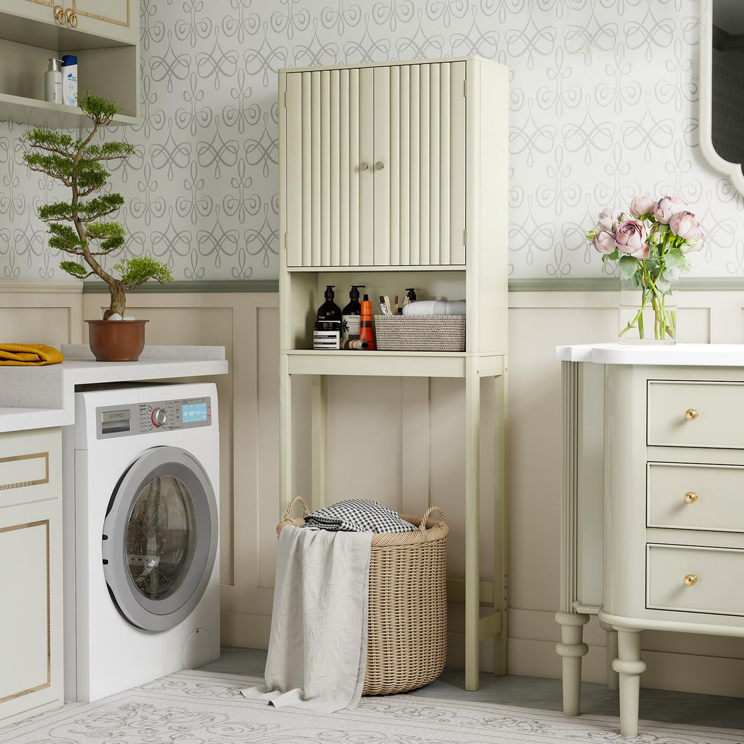 Giantex Over The Toilet Storage Cabinet with Fluted Doors