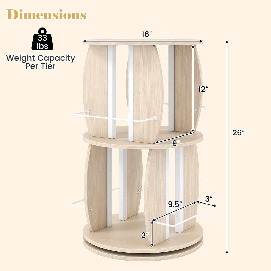 GIANTEX 2-Tier Rotating Bookshelf Tower for Small Space