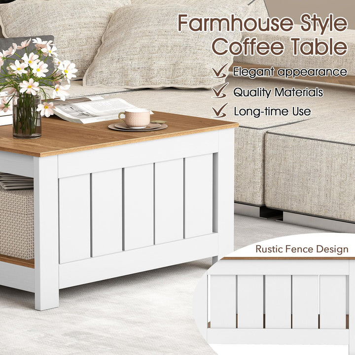 Giantex 2-Tier Square Center Table for Living Room with Fence Design