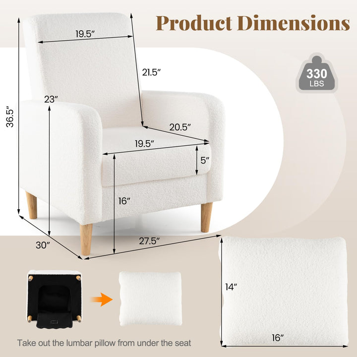 Giantex Modern Accent Chair with Lumbar Pillow Teddy Fleece Cover