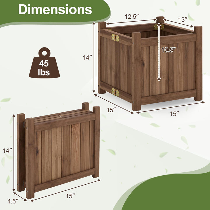 GIANTEX 15" Folding Wooden Planter Box with Removable Bottom (1/2)