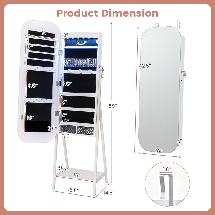 CHARMAID 3-in-1 Jewelry Cabinet Standing with Acrylic Drawers &amp; Bottom Shelf