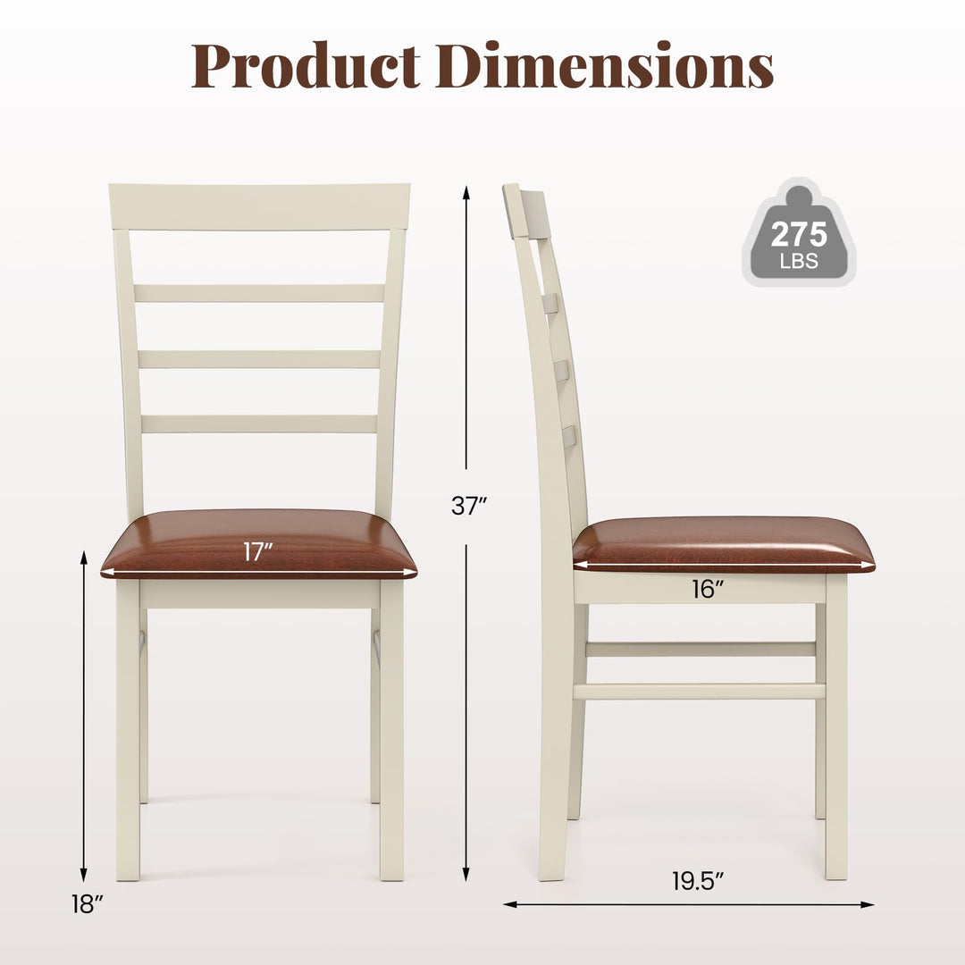 Giantex PU Leather Upholstered Kitchen Chair with Rubber Wood Frame