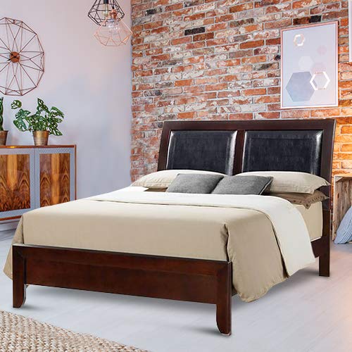 Giantex Wood Platform King Bed Frame with Headboard and Footboard Slat Support