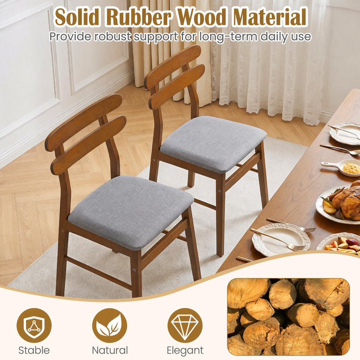 GIANTEX Upholstered Wooden Dining Chairs Set of 2/4 with Padded Seat