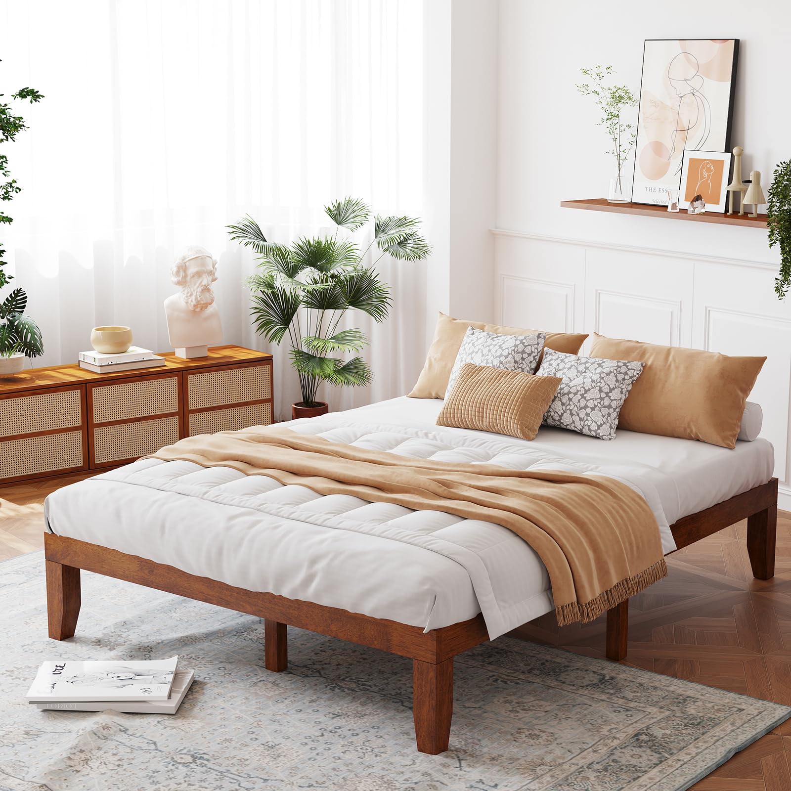 No Box Spring Needed 14 Inch Solid Wood Platform Bed Frame