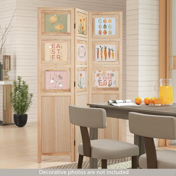 Giantex 3 Panel Room Divider with 9 Rotating Picture Frames