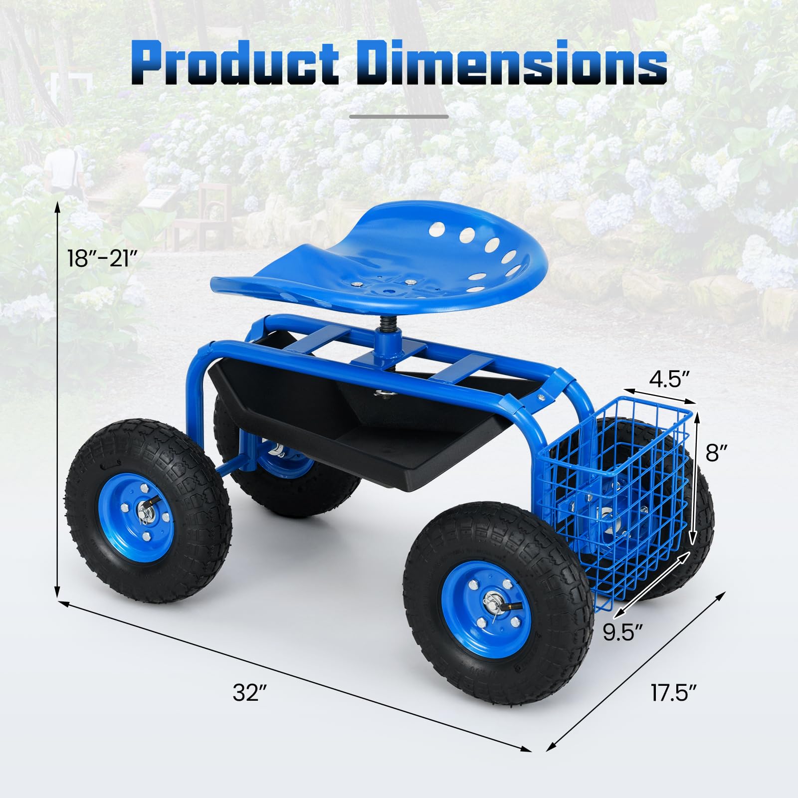 Giantex Garden Cart Rolling Tray - Thumbnail 4