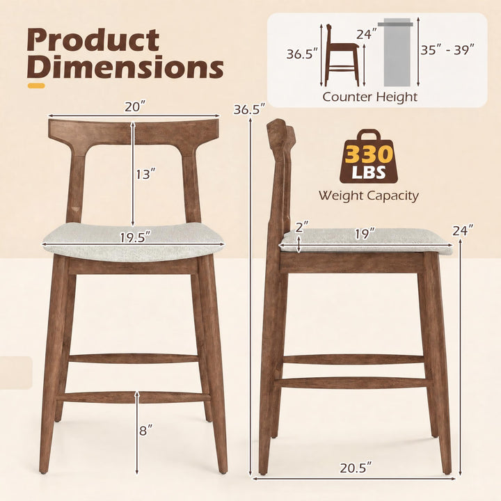 GIANTEX 24" Rustic Farmhouse Barstools w/Upholstered Cushioned Seats (2/4)