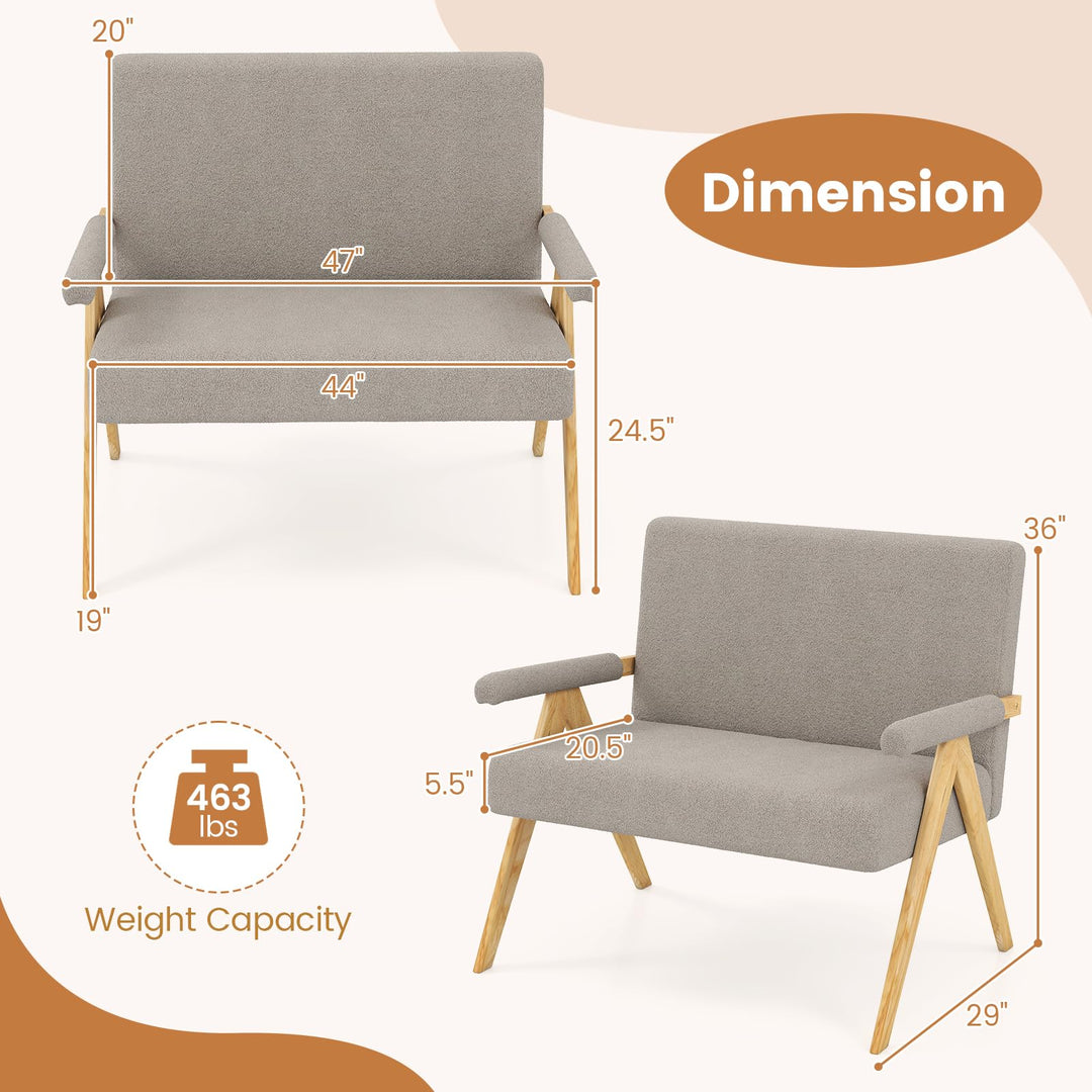 Giantex Loveseat Sofa with Armrests and Wooden Legs