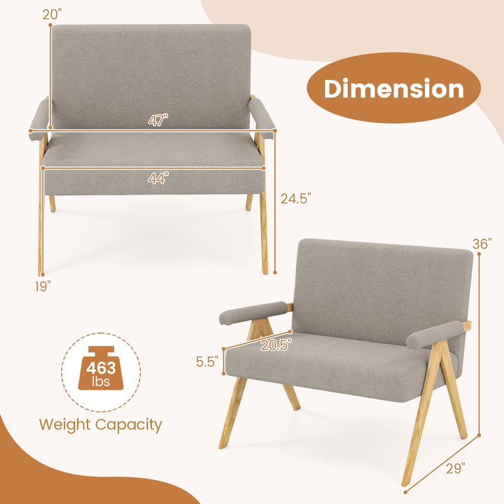 Giantex Loveseat Sofa with Armrests and Wooden Legs