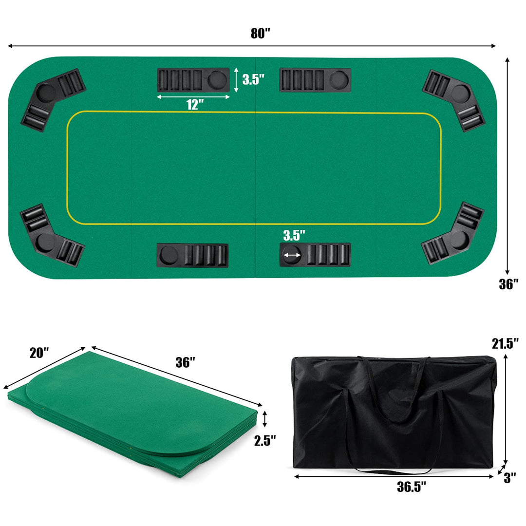 Foldable Poker Table Top 8 Player | 79"x 36"Large Professional Four Fold Poker Topper Rectangle Cover Mat