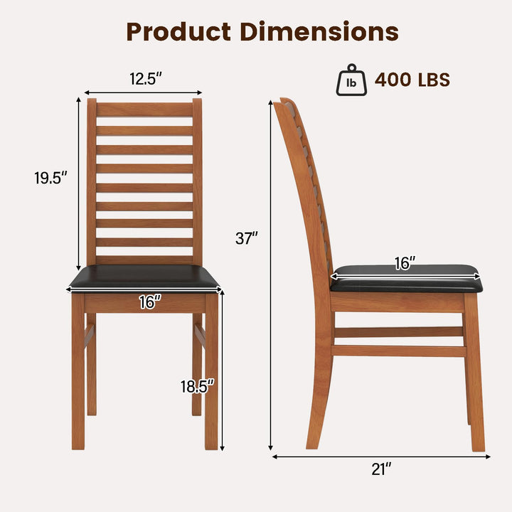 Giantex Wooden Dining Chairs Set PU Leather Upholstered Kitchen Armless Chairs w/Rubber Wood Legs