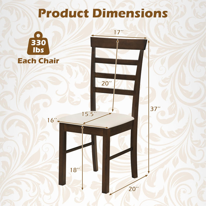 Giantex Upholstered Fabric Kitchen Chairs with Rubber Wood Frame